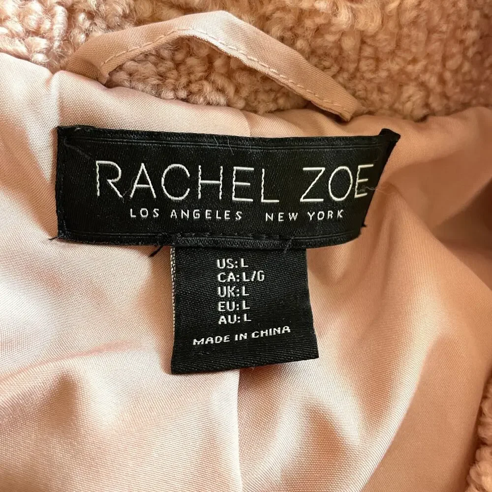 Rachel Zoe Boucle Teddy Coat In Blush Pink Size Large - Picture 8 of 9